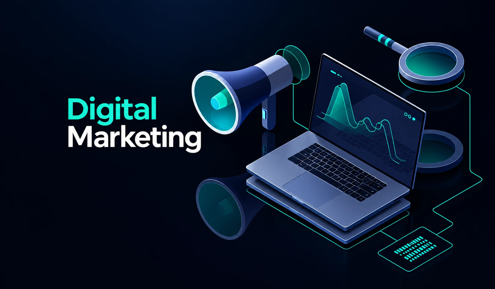 Marketing consultant in Thrissur – digital marketing strategy and analytics dashboard illustration